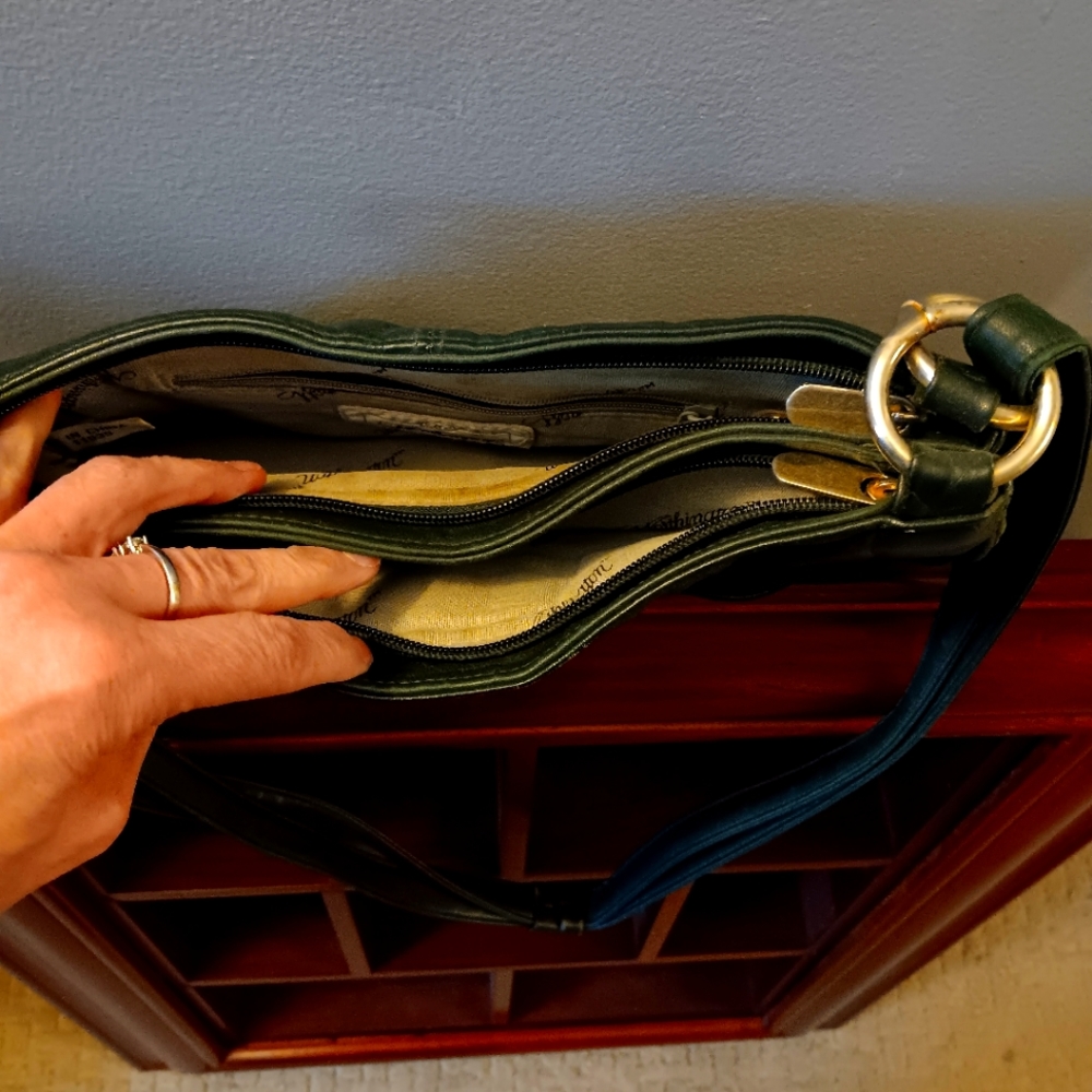 Dark green, soft leather purse